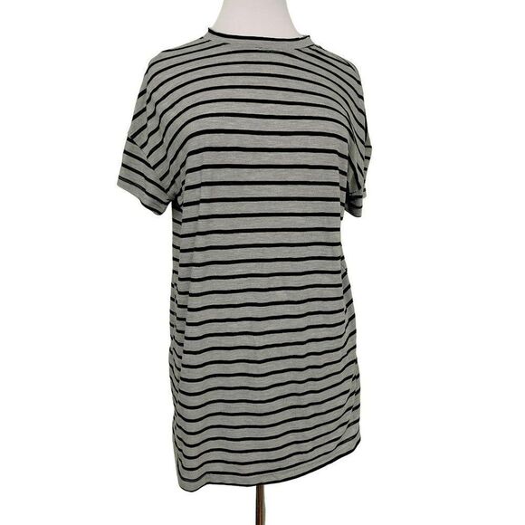 Electric & Rose Mens Gray Black Striped Short Sleeve Crew Neck Cotton Tee Sm NEW - Picture 1 of 4
